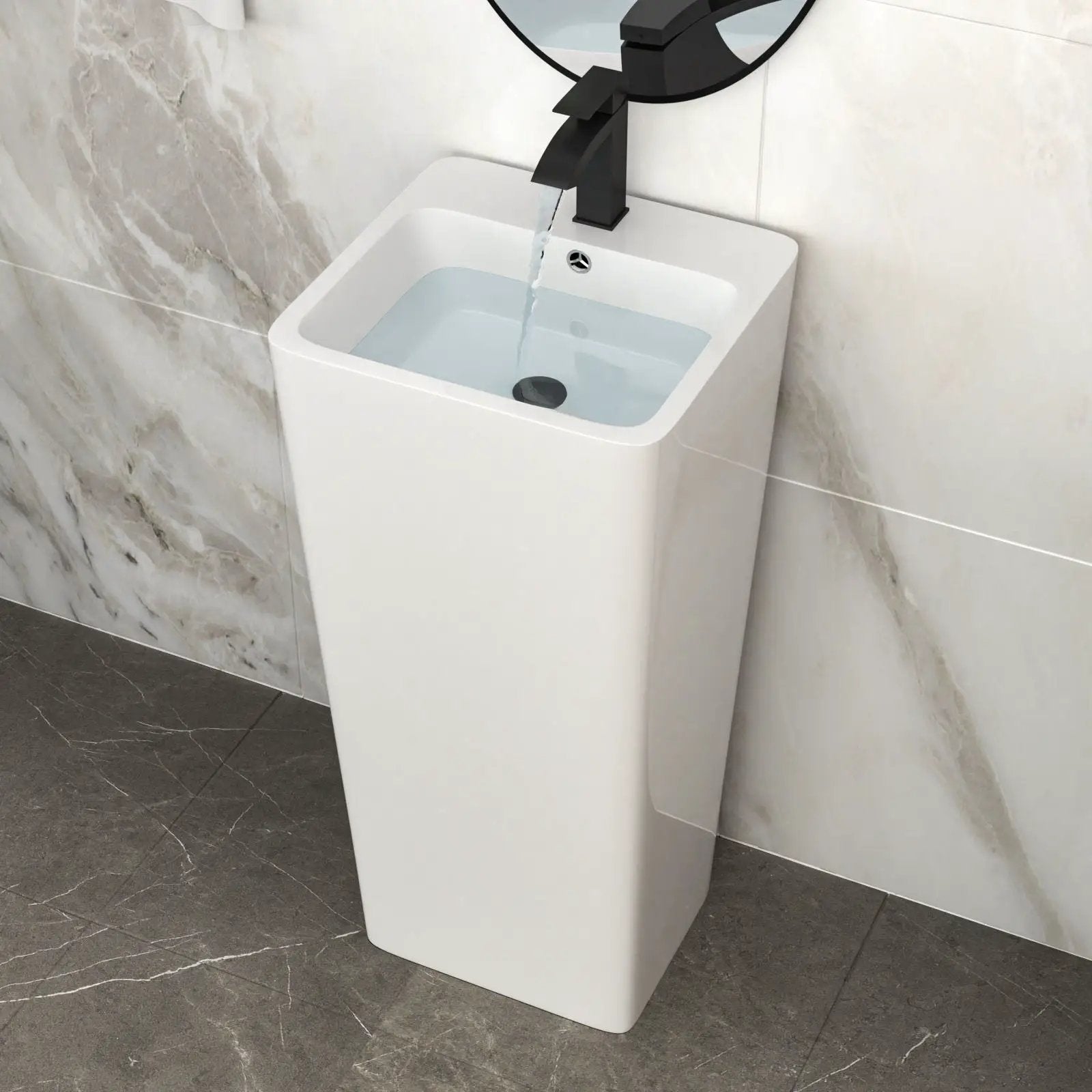 Pedestal Sink 16" For Powder Rooms - White by HouseOfZazla