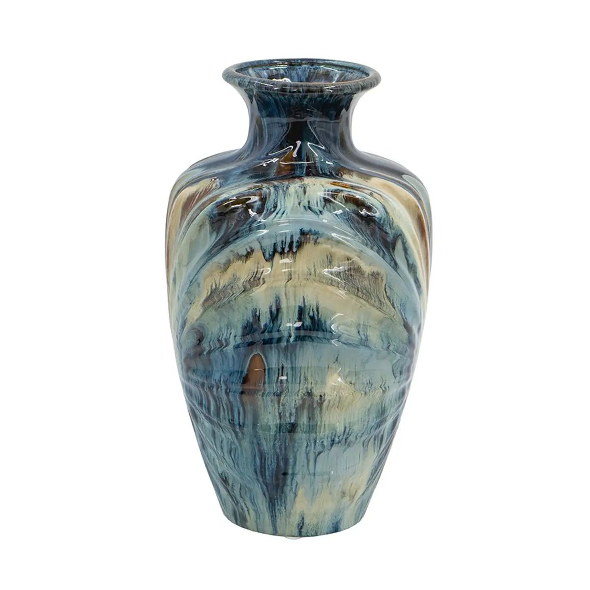 D8.7x15.5' Blue and Brown Reactive Glazed Vase by HouseOfZazla