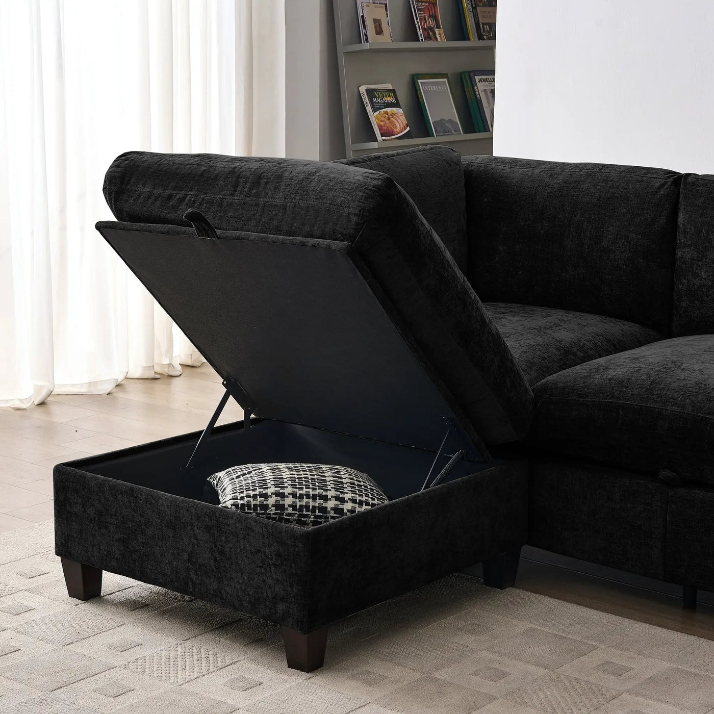 96.5" Sectional Couch for Living Room, Upholstered with Storage by HouseOfZazla