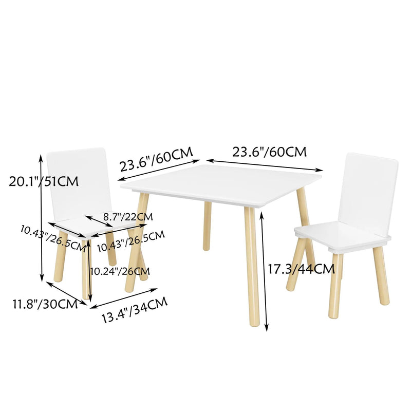 Kids Table And 2 Chairs Set, 3 Piece Toddler Activity Play - White by HouseOfZazla