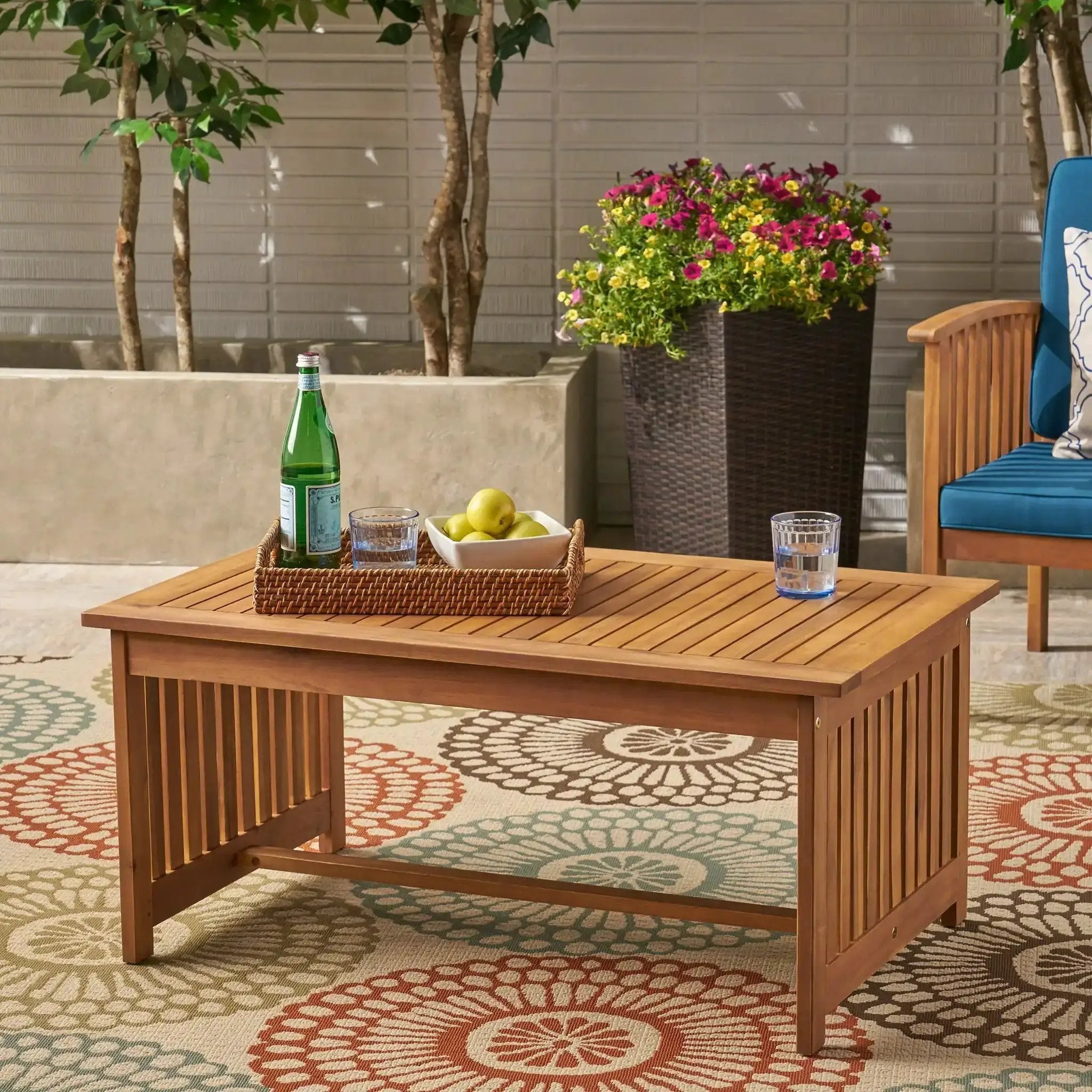 Acacia Wood Rectangular Patio Coffee Table for Outside by HouseOfZazla