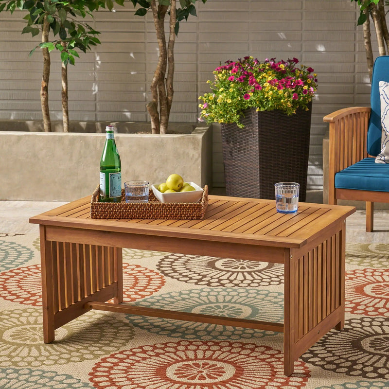 Acacia Wood Rectangular Patio Coffee Table For Outside by HouseOfZazla