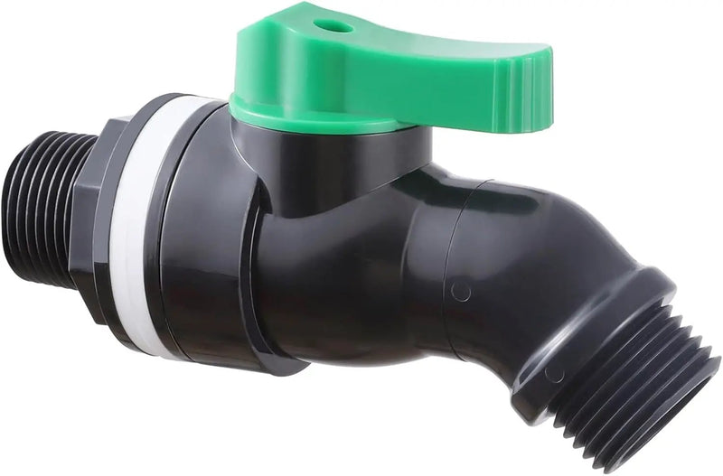 Plastics Rain Barrel Spigot, High Flow Valve Core, Large Flow Water Tank Faucet,Plastic Spigot for 5 Gallon Bucket，3/4 NPT Inlet x 3/4 GHT Outlet Bulkhead Valve for Outdoor Plastic Bucket by GreenHaven Gardens