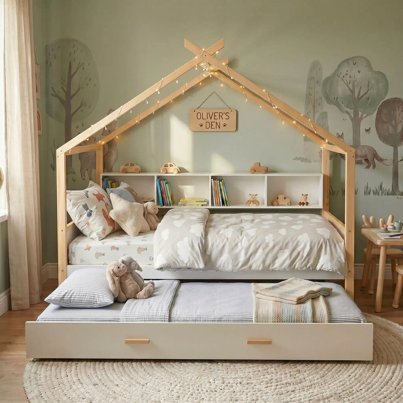 House Bed With Bookshelf Storage by HouseOfZazla