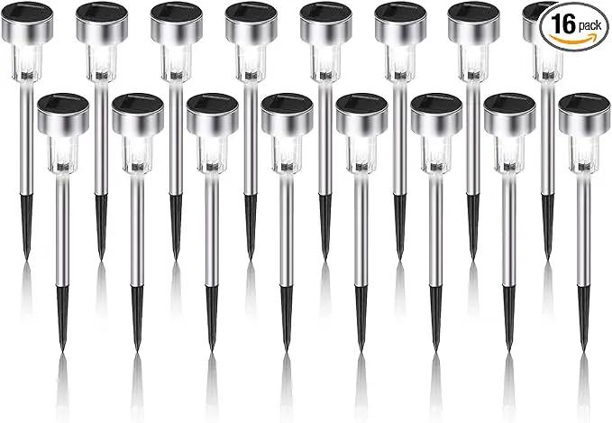 Dream Master Solar Lights Outdoor Waterproof, Stainless Steel LED Landscape Lighting Outdoor Solar Lights for Outside Solar Garden Lights for Pathway, Walkway, Patio, Yard, Lawn - 16 Pack by GreenHaven Gardens