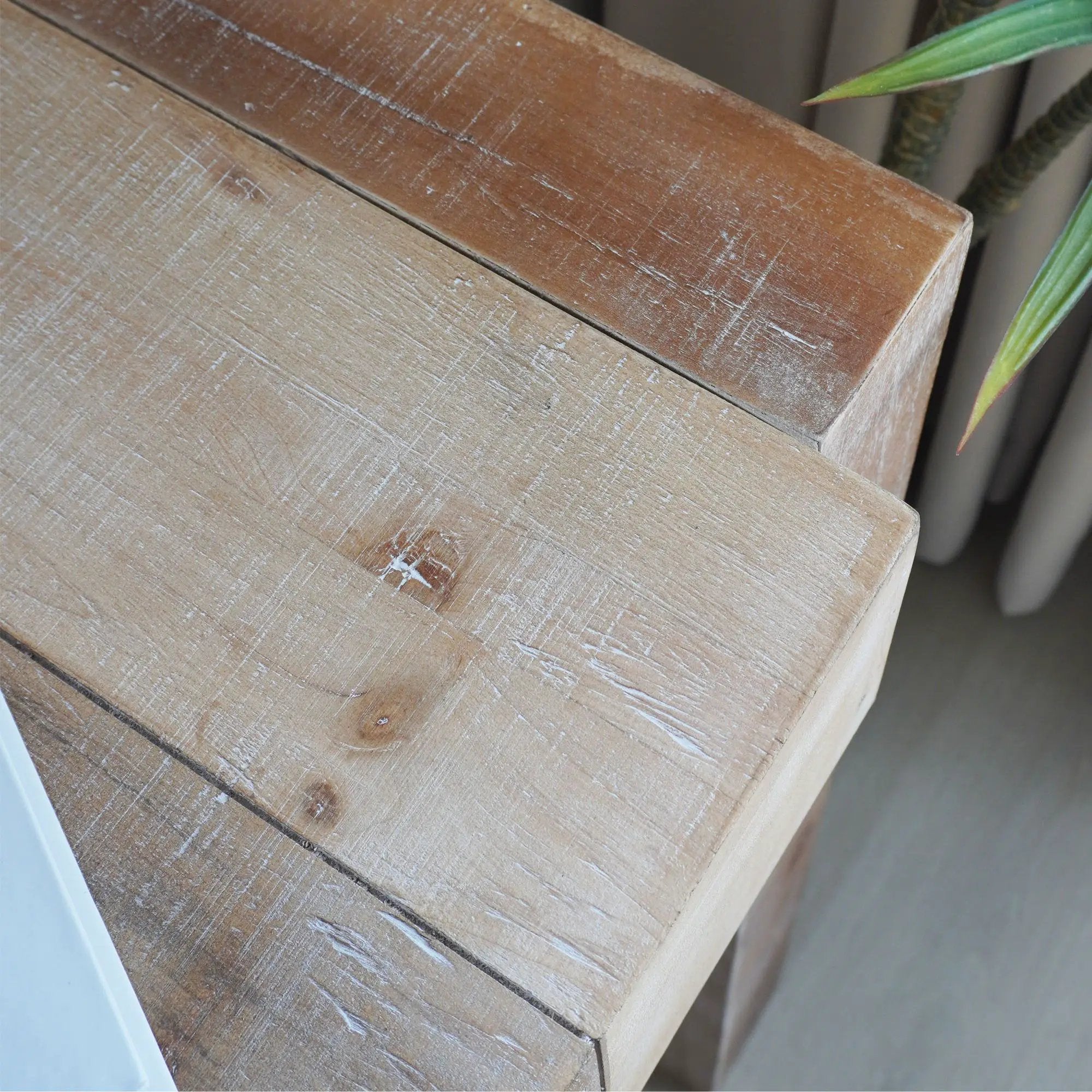 Modern Rustic Table With Sculpted Block Design