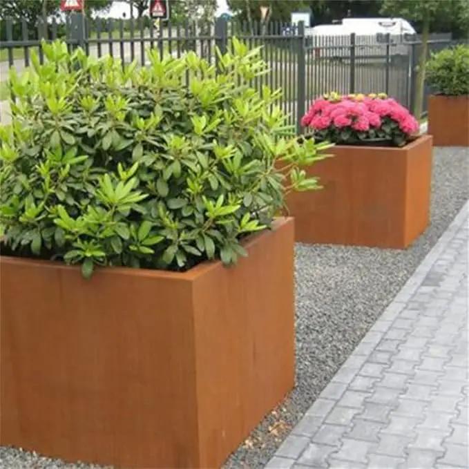 Corten Steel Planter Box Metal Outdoor Planter Large Square Cube Rustic Planter Pot Durable Antique Detached for Commercial Residential Tall Plant Patio Deck and Backyard 32 Inch by GreenHaven Gardens