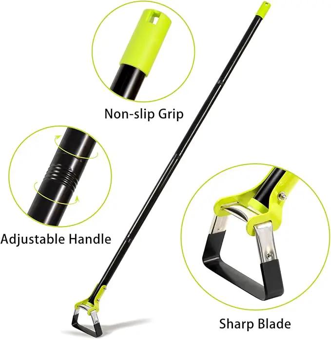 Garden Hoe - Adjustable Scuffle Hoe for Weeding Gardening Loosening Soil- Heavy Duty Hula Hoes with Long Handle - Stirrup Hoes, Garden Tools for Women Men (30-61in) by GreenHaven Gardens