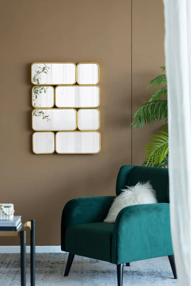 Mirror With en Metal Framed Decorative Rectangle Mirror For Bedroom Dressing Room, Hallway Or Living Spac - Gold by Unique Piece Furniture