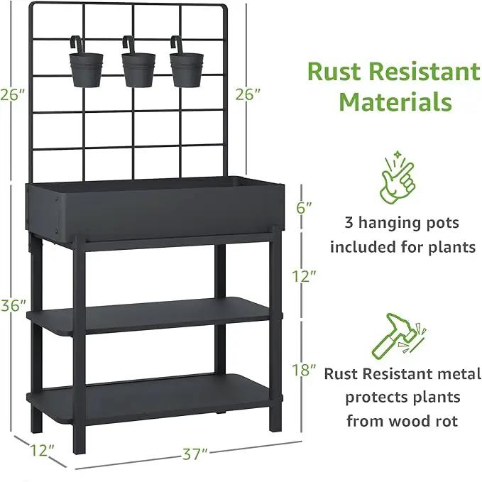 Elevated Planter Box with Trellis Raised Garden Bed with Legs Outdoor Standing Flower Beds for Patio Vegetable Herb by GreenHaven Gardens