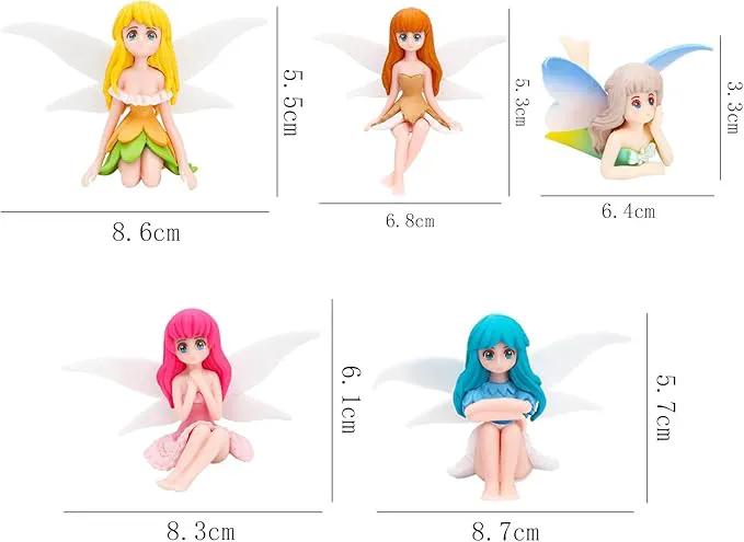 ONEST 5 Pieces Miniature Fairy Garden Accessories Small Fairy Figurines Hand Painted Fairy Figures Girl Fly Wing Figurines for Car Decor Fairy Garden Flower Pot Birthday Cake Topper by GreenHaven Gardens
