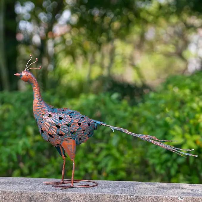 VEWOGARDEN Peacock Outdoor Statues Metal Peacock Tail Spread Garden Sculptures & Statues for Yard Lawn Patio Pool Outside Decorations, Blue & Bronze by GreenHaven Gardens