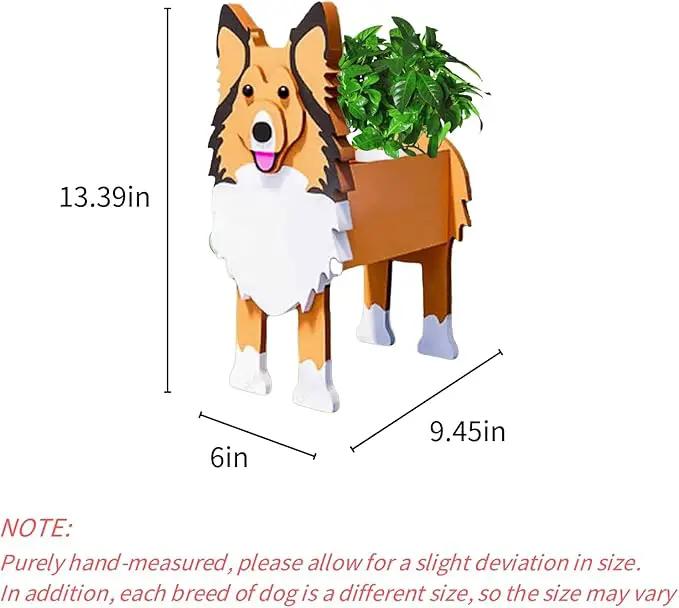 Sheltie Dog Planter Plant Pots,Cute Garden Dog Flower Planter,Dog Planters Birthday Gifts for Women,Office,Indoor/Outdoor Decor（9.45 * 8.66 * 13.39in） by GreenHaven Gardens