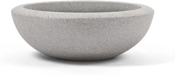 ARBORA 21" Santorini Bowl Polyresin Indoor and Outdoor Planter with Stone Blend Concrete Gray Finish - Durable, Weatherproof, Lightweight, Large Plant Pot for Patio, Garden, Deck, Entryway by GreenHaven Gardens