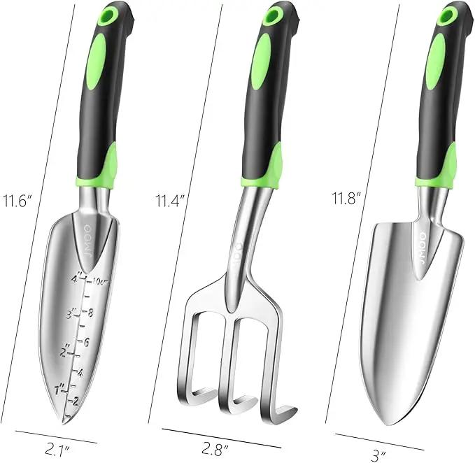 Garden Tools, 3-Piece Garden Tool Set with Non-Slip Ergonomic Handles, Lightweight Aluminum Alloy Rust-Proof Durable Gardening Hand Tools, Ideal Gardening Tools Gifts for Women and Men by GreenHaven Gardens