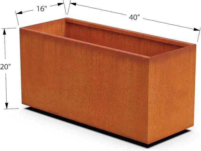 Corten Steel Planter Rectangle Outdoor Metal Garden Box Heavy Duty | Made in USA | Fully Assembled by GreenHaven Gardens