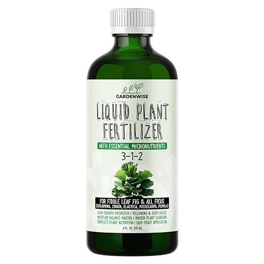 3-1-2 Liquid Fertilizer Concentrate with Micronutrients - Optimal Fiddle Leaf Fig Plant Food, Ideal for Ficus Lyrata & Fig Trees, Gold Leaf Enhanced Indoor Plant Fertilizer (8 OZ) by GreenHaven Gardens