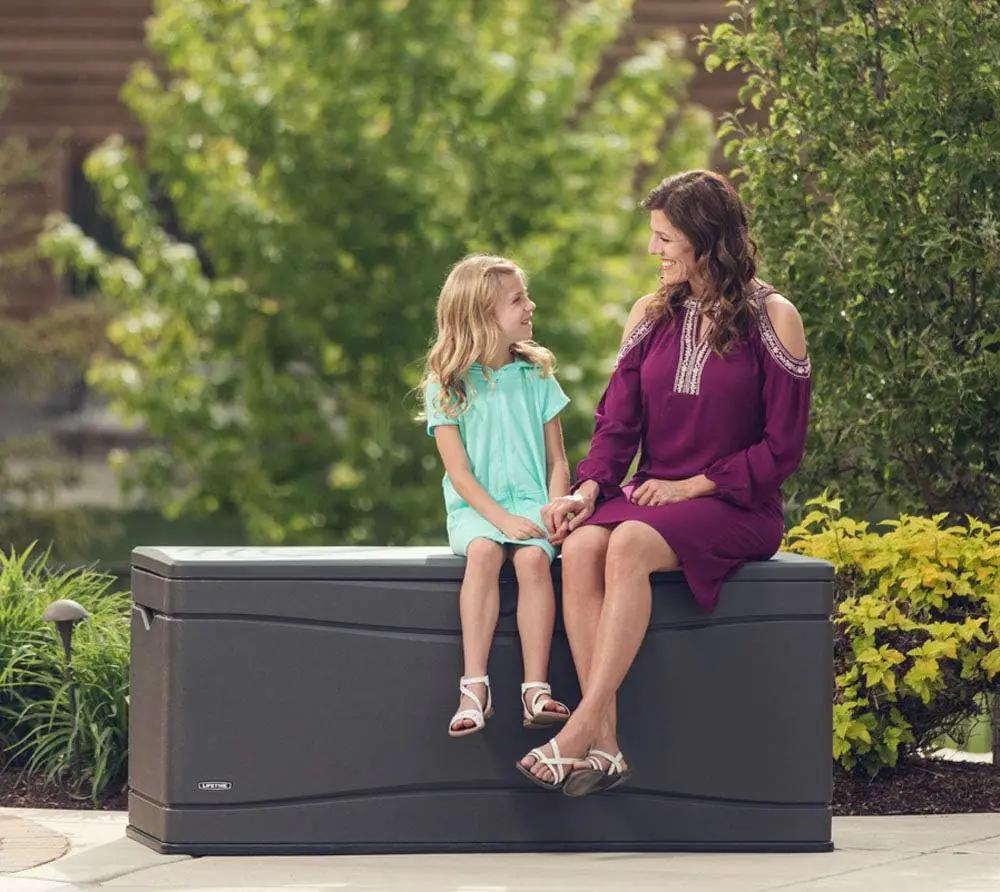 LIFETIME 60298 Heavy Duty Outdoor Storage Deck Box, 130 Gallon, Gray by GreenHaven Gardens