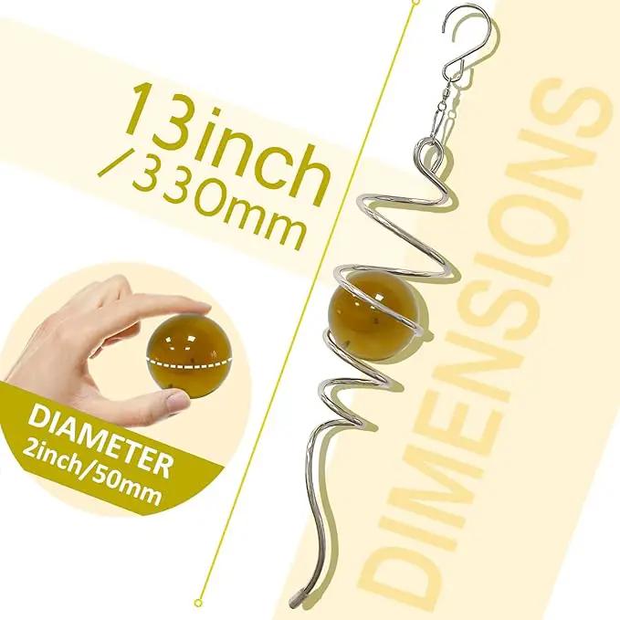 Gazing Ball Spiral Tail Wind Spinner,Decorative Wind Spinner 11inch Tail and 2 inch Glass Orb. Indoor Outdoor Wind Spinner Tail Sun Catcher Garden Decoration-13 inch Height(Gold) by GreenHaven Gardens