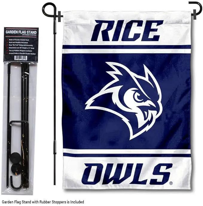 College Flags & Banners Co. Rice Owls Garden Flag with Stand Holder by GreenHaven Gardens