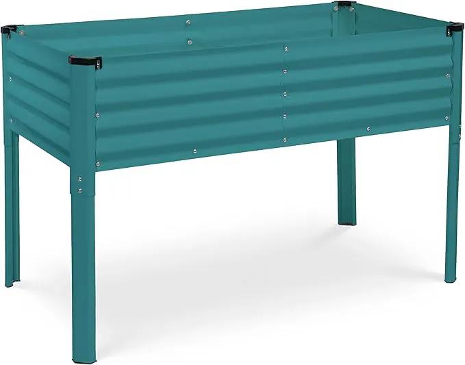 Galvanized Raised Garden Beds Outdoor with Legs // 48×24×31in Elevated Planter Box for Vegetables, Flowers (Turquoise) // Large Metal Garden Bed for Backyard Patio Gardening by GreenHaven Gardens