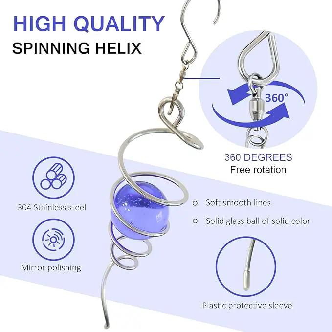 Gazing Ball Spiral Tail Wind Spinner,Decorative Wind Spinner 11inch Tail and 2 inch Glass Orb.Indoor Outdoor Wind Spinner Tail Sun Catcher Garden Decoration-13 inch Height(Purple) by GreenHaven Gardens