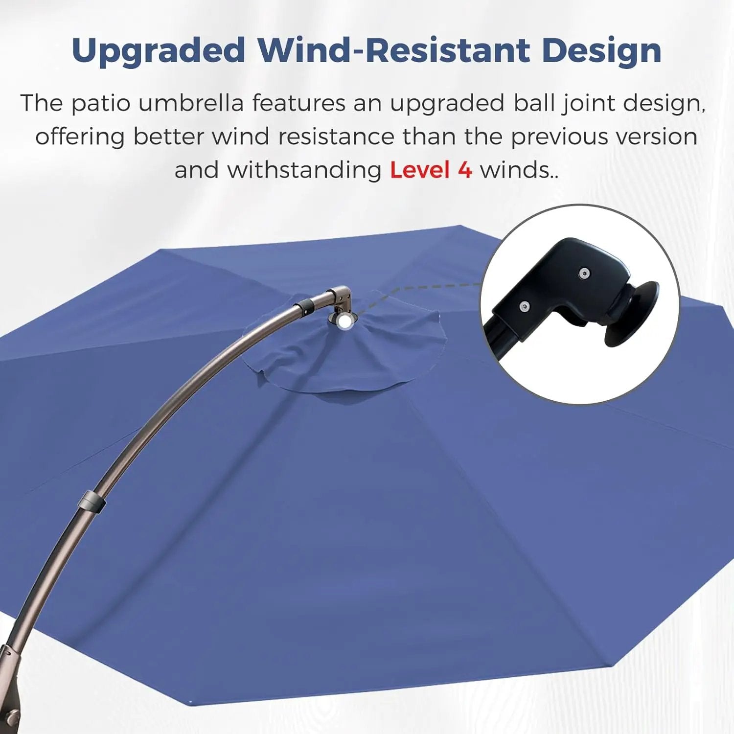 Grand patio 12FT Outdoor Offset Umbrella with Base & Cover Patio Aluminum Round Cantilever Umbrella for Garden Deck Poolside (Navy Blue, 12 FT) by GreenHaven Gardens