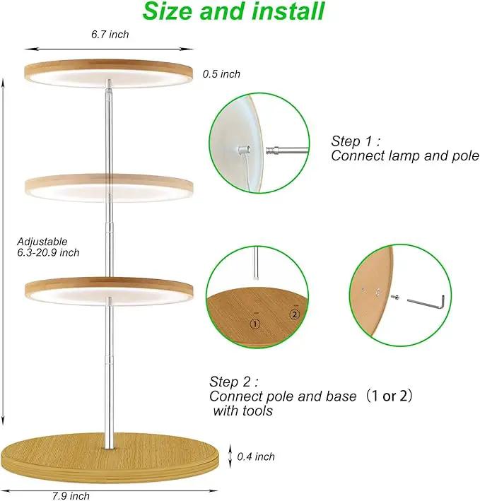 Plant Grow Light for Indoor Plant,Bamboo Mini LED Grow Light Garden,Height Adjustable,Automatic Timer with 8/12/16 Hours by GreenHaven Gardens