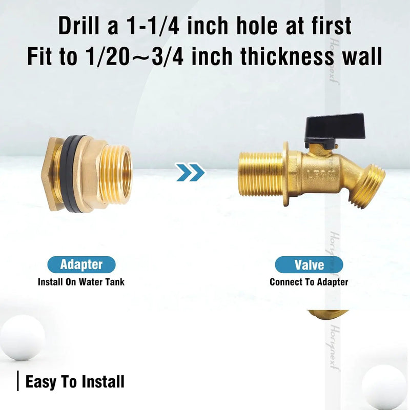 GHT 3/4 spigot for rain barrel parts kit, brass water barrel spigot for 5/25/50/55 gallon bucket, bulkhead valve for rainwater drum garden hose connector and drain valve diy kits by GreenHaven Gardens