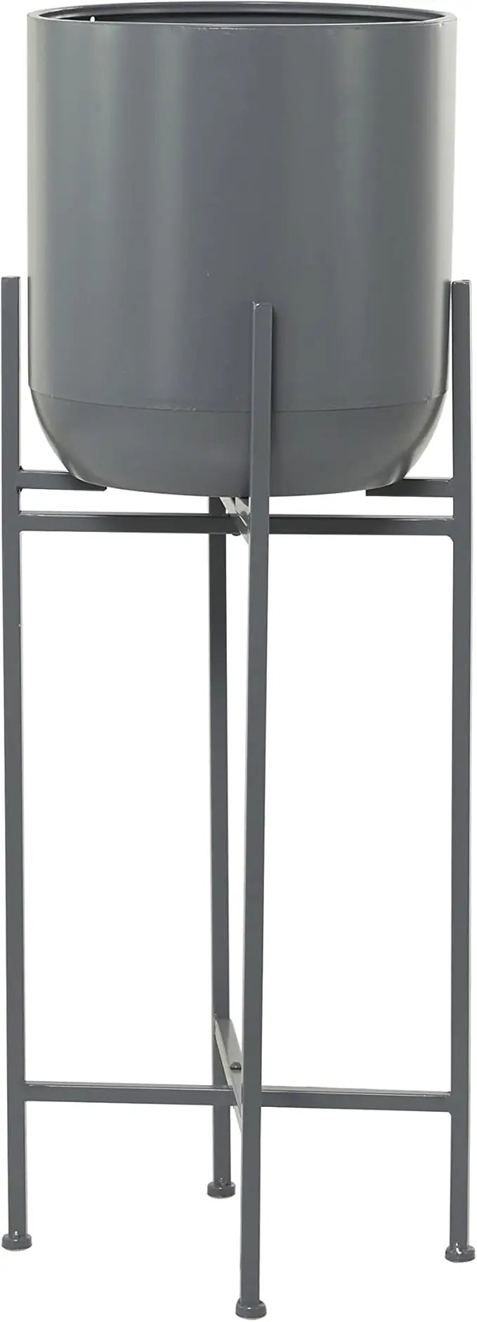 Deco 79 CosmoLiving by Cosmopolitan Metal Round Planter with Removable Stand, 13" x 13" x 36", Dark Gray by GreenHaven Gardens