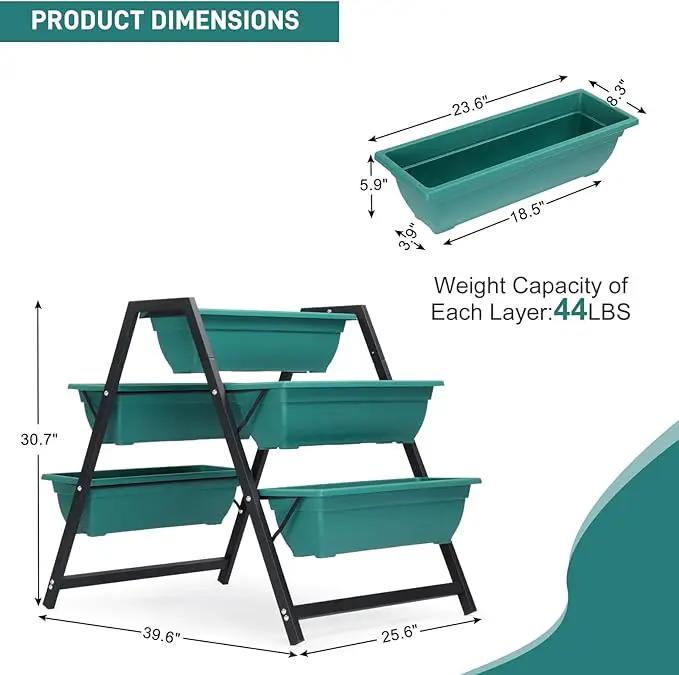 Outvita Green Raised Garden Planter Bed, Tiered Planter Stand with 5 Boxes, Vertical Raised Garden Bed for Herbs, Flowers, Vegetables in Patio Balcony Indoor Outdoor by GreenHaven Gardens