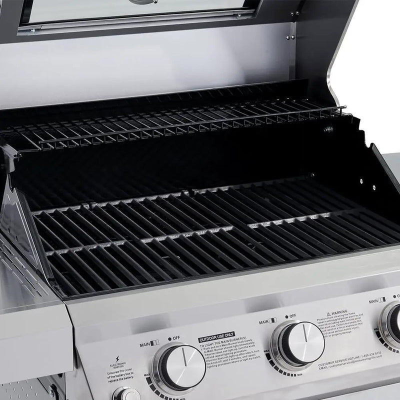 Monument Grills Larger 3-Burner Propane Gas Grills Barbeque Stainless Steel Heavy-Duty Cabinet Style with Smoker Box (2 Items) by GreenHaven Gardens