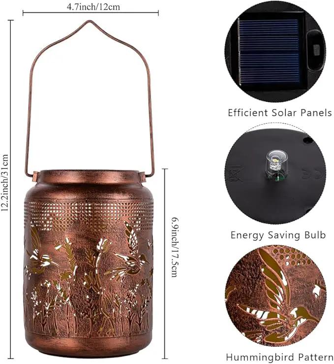 Hummingbird Solar Lanterns Outdoor Waterproof,Metal Garden Decor Hummingbird Gifts Hanging Solar Lanterns Outdoor Lights for Patio, Yard, Poch,Table Birthday Gifts for Women Mom by GreenHaven Gardens