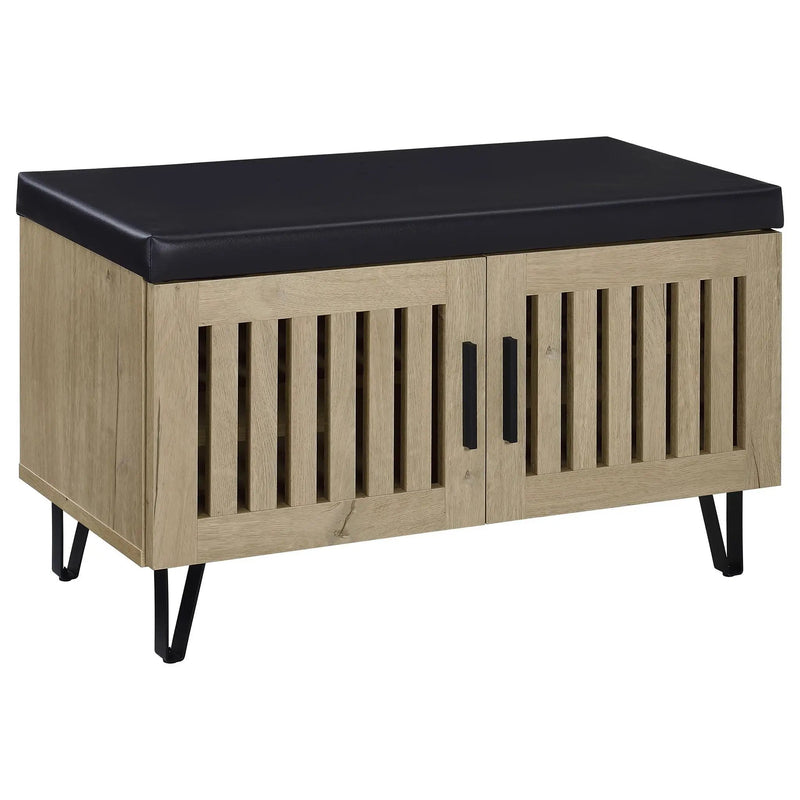 Brixton 2-door Padded Entryway Shoe Storage Bench White Oak by Unique Piece Furniture