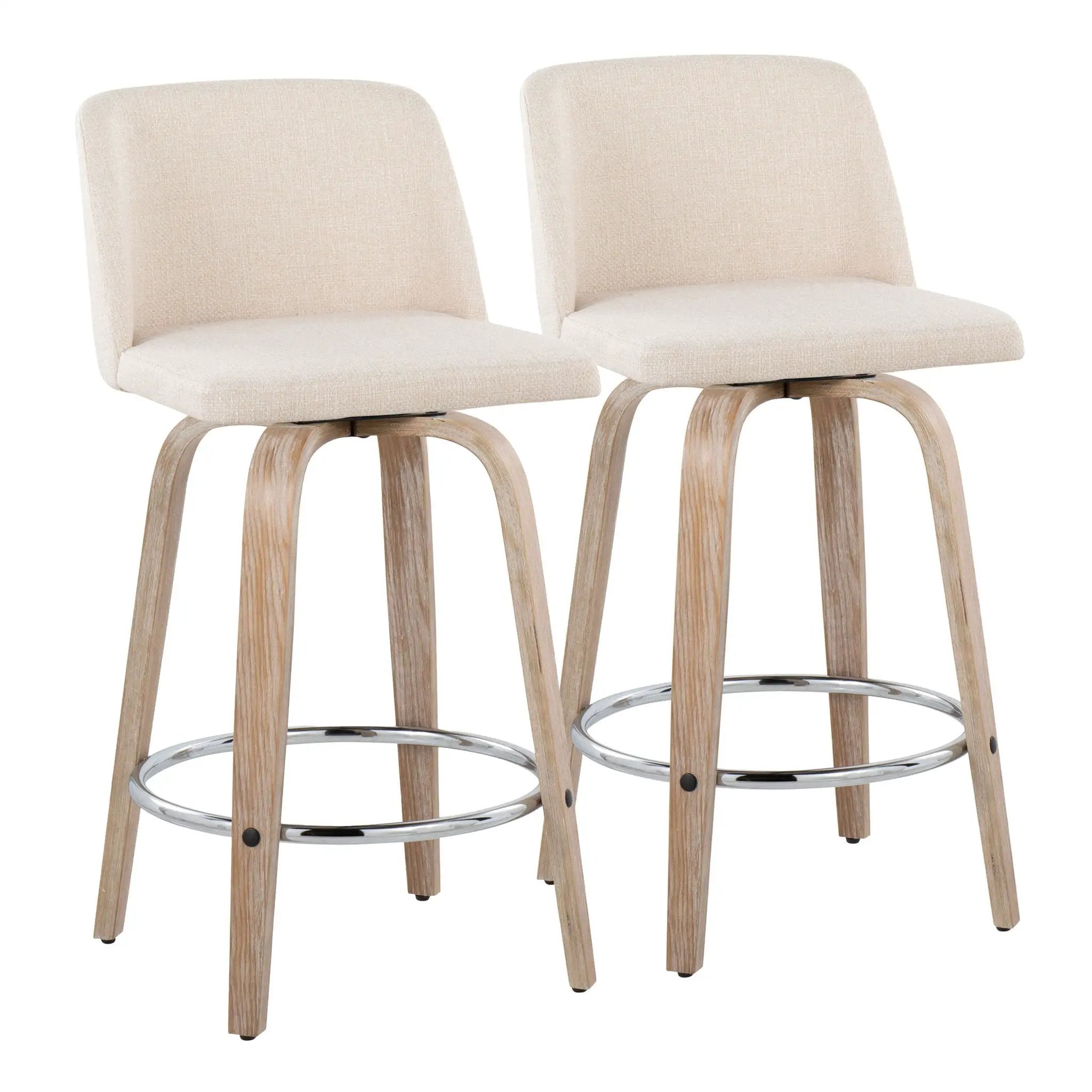Toriano - Contemporary Fixed Height Counter Stool With Swivel & Round Footrest Modern Design (Set of 2) by Unique Piece Furniture