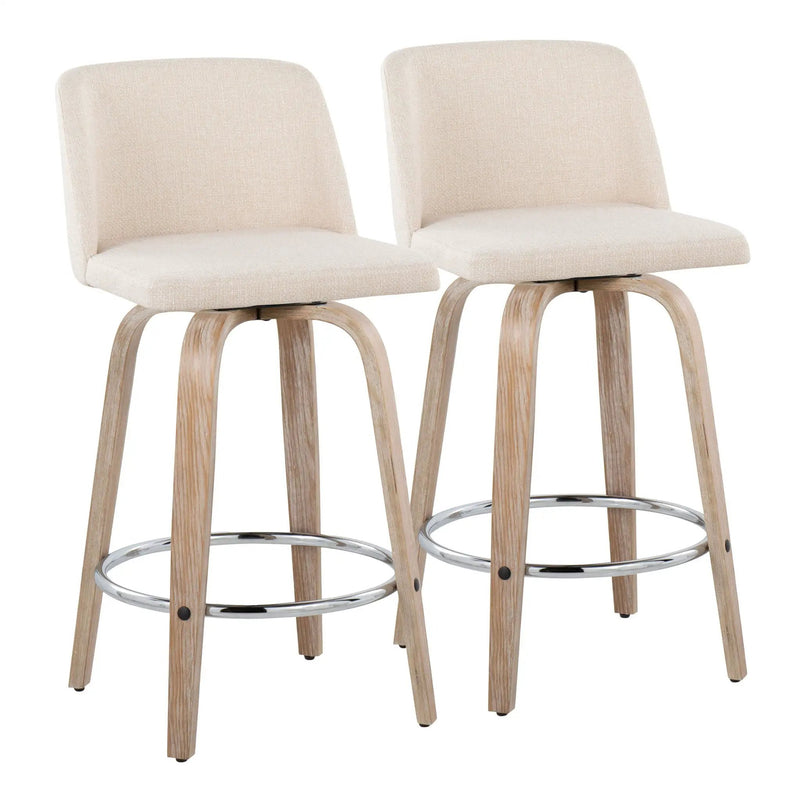 Toriano - Contemporary Fixed Height Counter Stool With Swivel & Round Footrest Modern Design (Set of 2) by Unique Piece Furniture