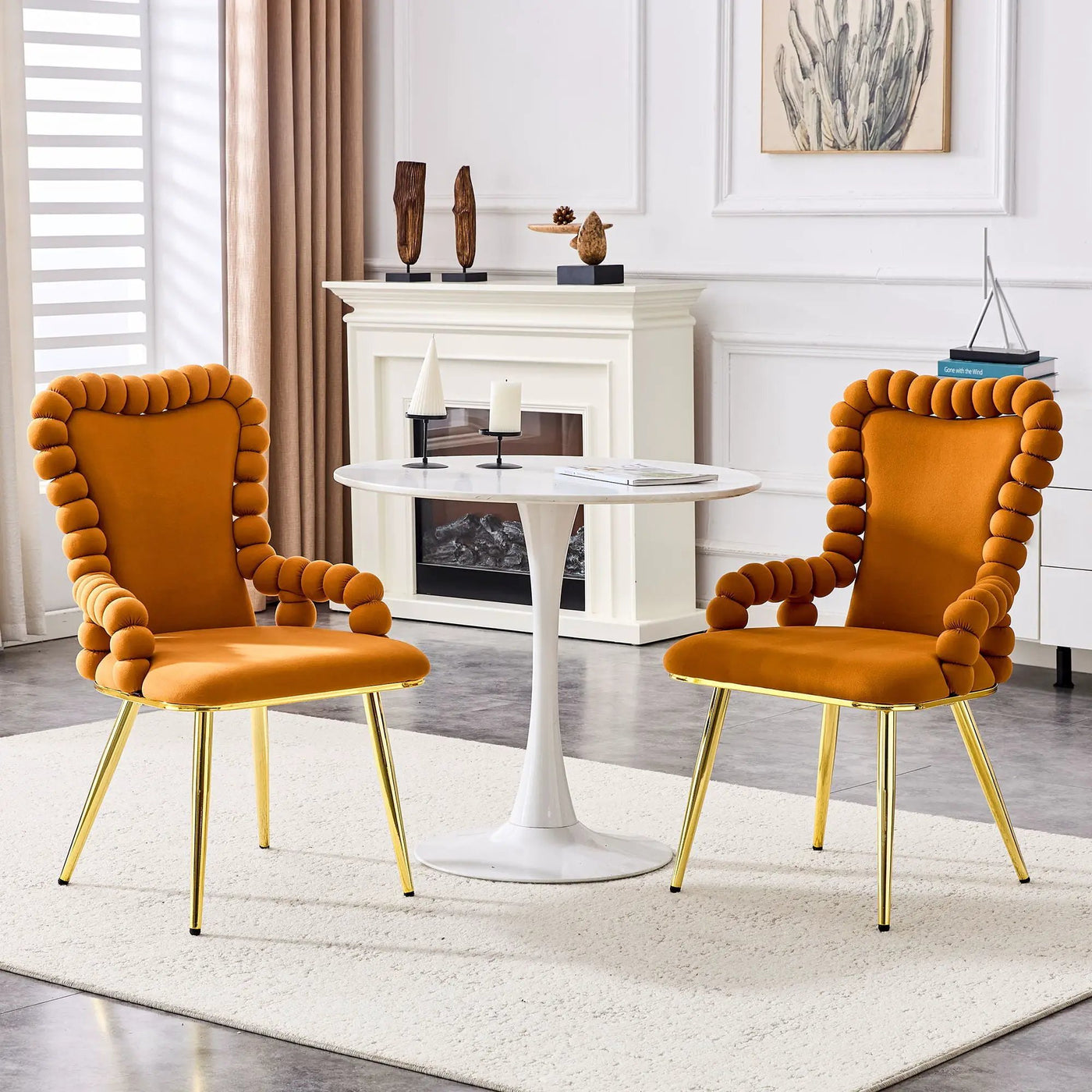 Puffy Bubble, Ball Chain Chair With Armrests For Dining Room (Set of 2) by Unique Piece Furniture