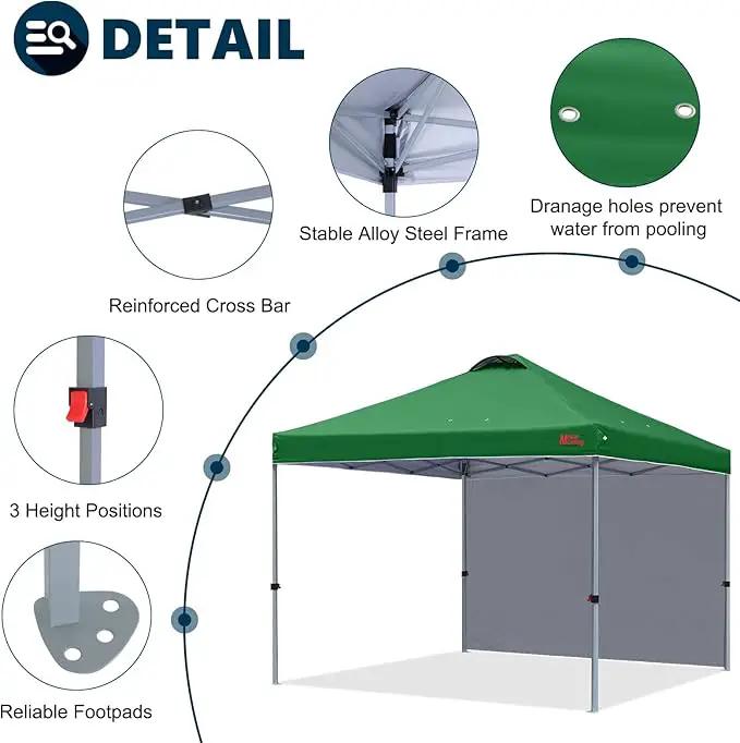 MASTERCANOPY Durable Pop-up Canopy Tent with 1 Sidewall (10'x10',Forest Green) by GreenHaven Gardens