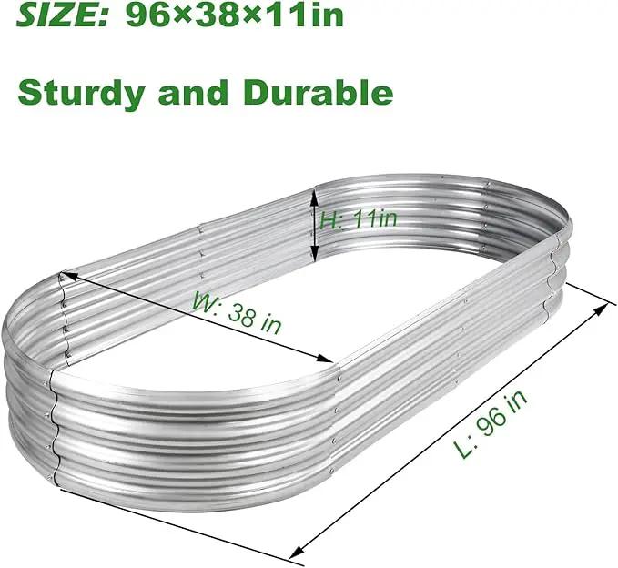 Galvanized Raised Garden Bed Kit 8ft Galvanized Planter Garden Boxes Outdoor, Oval Large Metal for Vegetables by GreenHaven Gardens