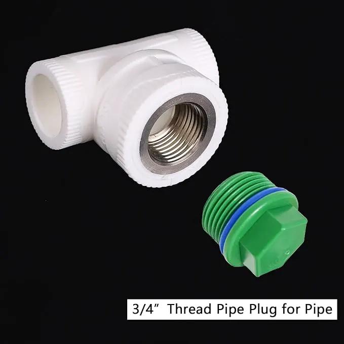 3/4” PT Male Threaded Pipe Plug, PPR Pipe End Caps and Plugs Fittings for Garden Irrigation Tubing Stopper RV Water Supply Lines Bulkhead Fitting (OD: 1 Inch) by GreenHaven Gardens