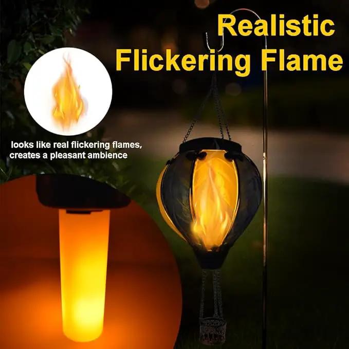 Hot Air Balloon Solar Lantern with Flickering Flame Hanging Solar Lanterns Outdoor Lights Waterproof Lanterns Decorative Garden Patio Yard Party Decor Gray&Wine Red by GreenHaven Gardens