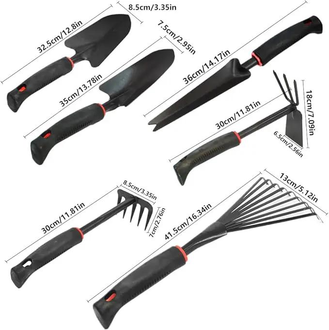 Large Garden Tool Set with Non-Slip Rubber Handle - 6 Piece Heavy Duty, Gardening Hand Tools, Sturdy Durable, Classic Utility Gardening Gift by GreenHaven Gardens