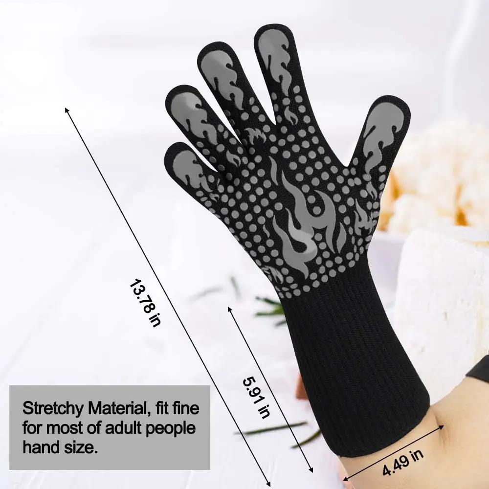 Comsmart BBQ Gloves, 1472F Heat Resistant Silicone Non-Slip Oven Mitts, Long Kitchen Gloves Perfect for Grilling, Cooking, Baking, Cutting by GreenHaven Gardens