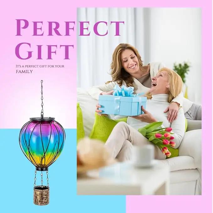 Hot Air Balloon Solar Lantern, 2 Pcs Solar Hot Air Balloon with Flickering Flame, Hanging Outdoor Lantern Waterproof Decor for Patio, Garden, Porch by GreenHaven Gardens