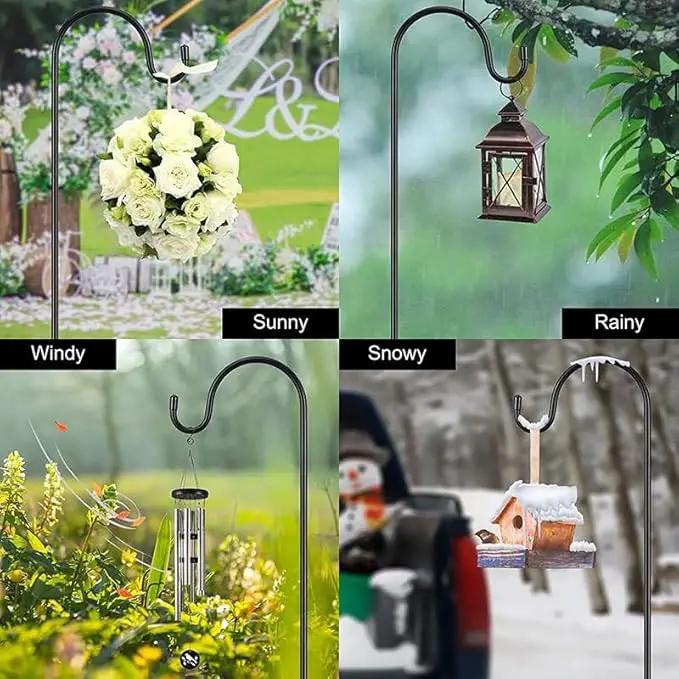 CMASTER Shepherd Hook for Outdoor, 1 Pack 61 Inch Bird Feeder Pole with 5 Prong Base Heavy Duty Adjustable Garden Hook for Hanging Plant, Hummingbird Feeder, Lantern(61 Inch) by GreenHaven Gardens