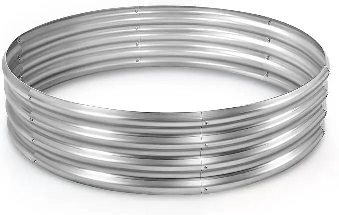 Land Guard Galvanized Raised Garden Bed Kit, Round Large Metal Galvanized Planter Raised Garden Boxes Outdoor… by GreenHaven Gardens