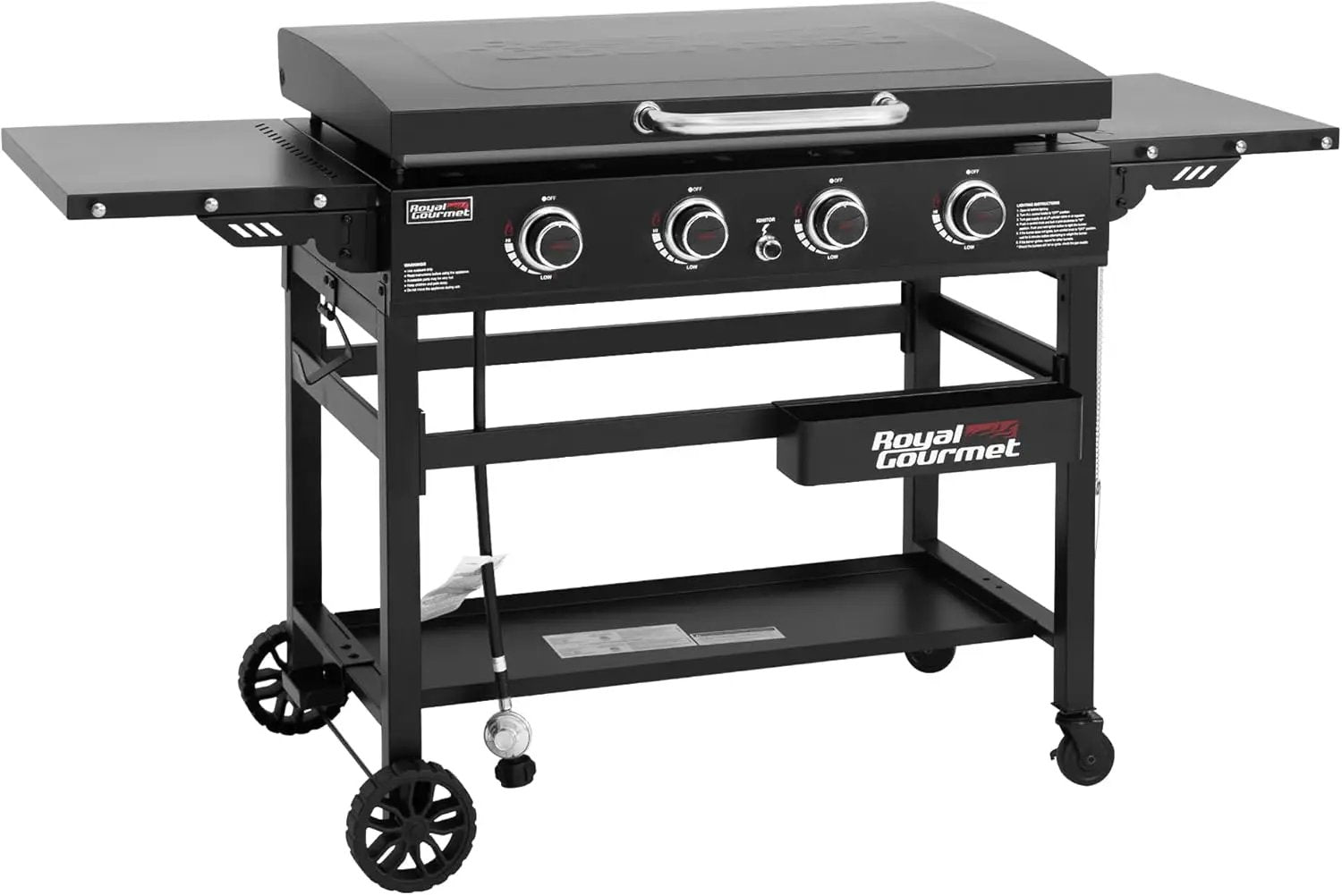 Royal Gourmet GB4000P 4 Burner Propane Gas Griddle with Hard Cover and Foldable Side Tables, 35-Inch Flat Top Grill with 766 Sq. In. Cooking Area for Backyard and Tailgating, Black by GreenHaven Gardens