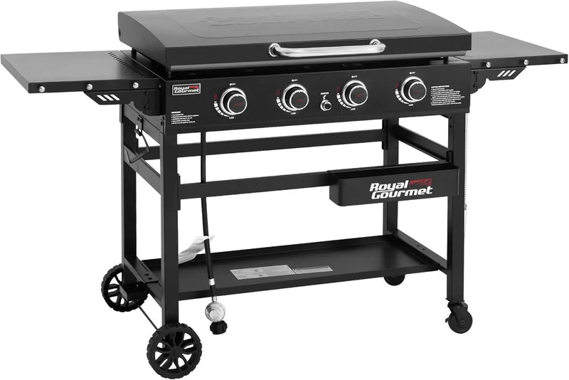 Royal Gourmet GB4000P 4 Burner Propane Gas Griddle with Hard Cover and Foldable Side Tables, 35-Inch Flat Top Grill with 766 Sq. In. Cooking Area for Backyard and Tailgating, Black by GreenHaven Gardens
