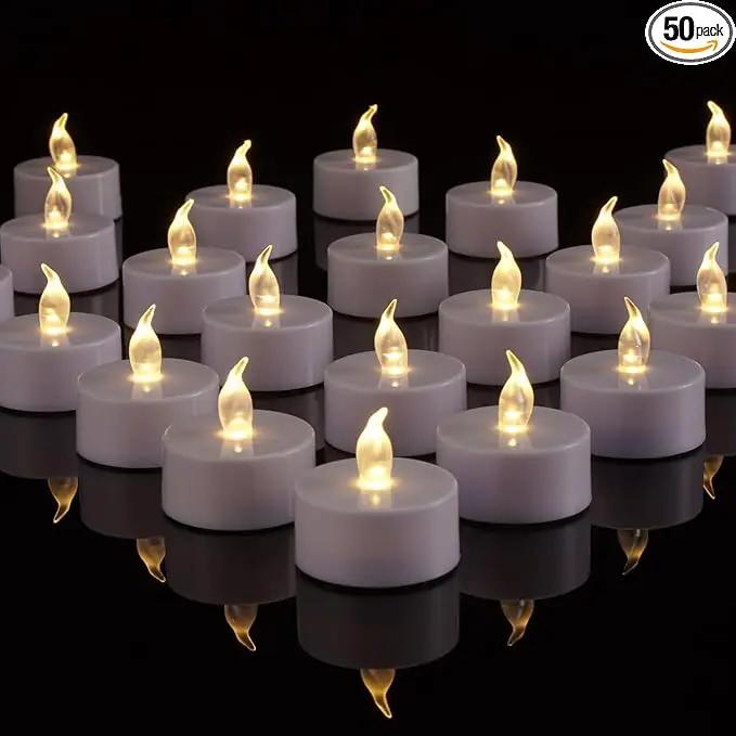 LED Tea Lights Candles- 50Pack Flameless Candles Realistic and Bright Flickering Long Lasting 200Hours for Holiday Celebration,Party, Home Decoration WarmWhite,Battery Operated by GreenHaven Gardens