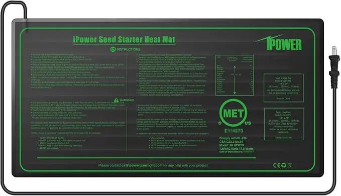 iPower GLHTMTS Durable Waterproof Seedling Heat Mat Warm Hydroponic Plant Germination Starting Pad, 10"x 20", Black by GreenHaven Gardens